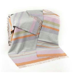 Charlie Blue and Pink Striped Wool Throw Blanket