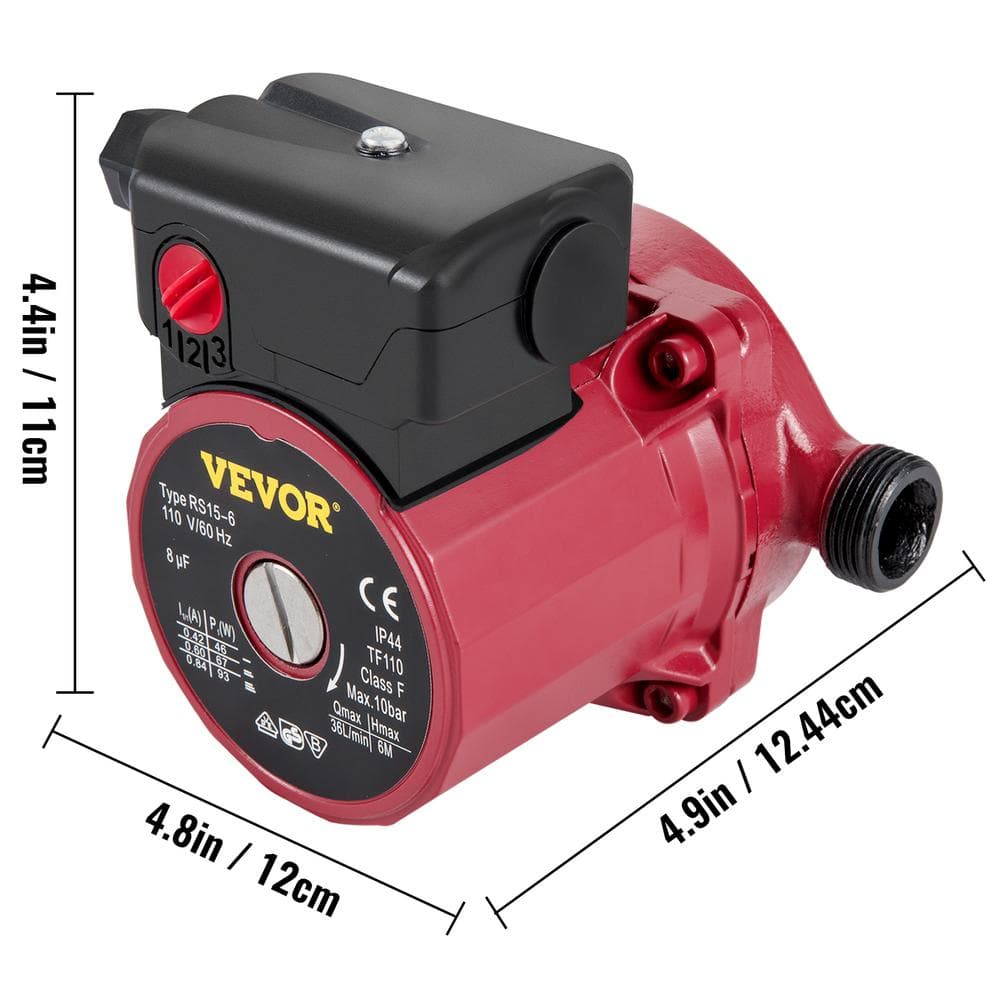 93W Red Aluminum Water Circulation Pump with Brass Fittings