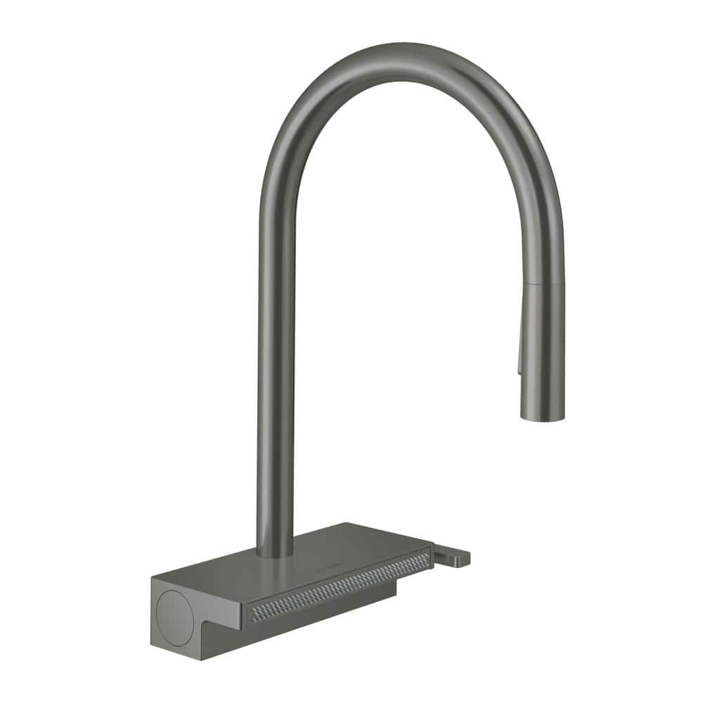 Brushed Black Chrome High Arc Kitchen Faucet with Pull-Out Spray