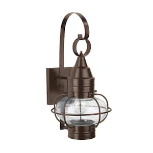 Classic Onion 1-Light Bronze Outdoor Small Wall Lantern Sconce with Clear Glass