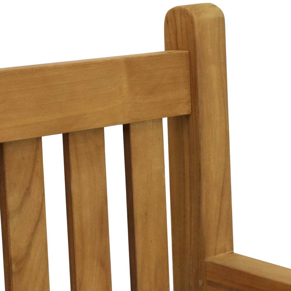 Sunnydaze 59-Inch Light Brown Teak Wood Outdoor Bench