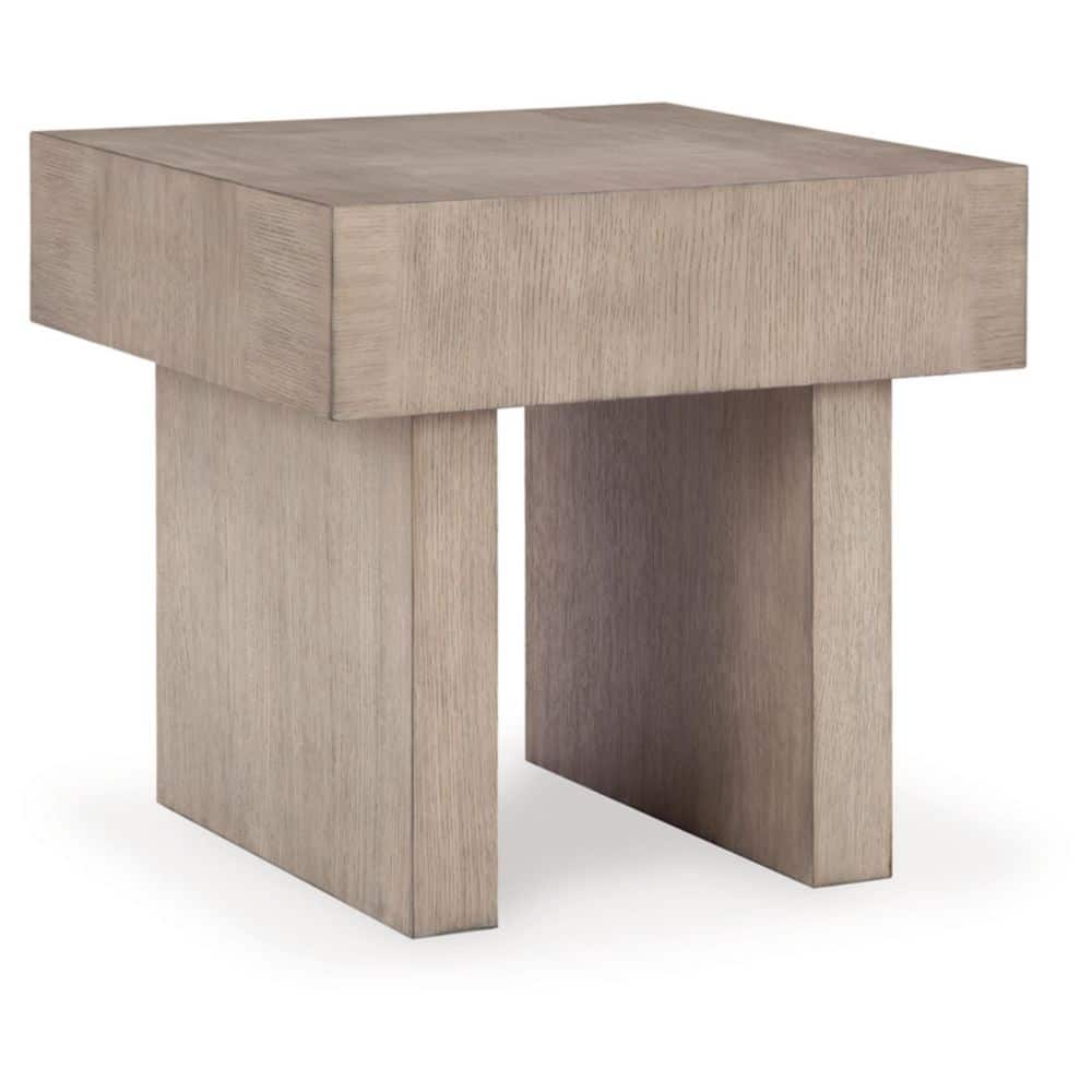 Light Grayish Brown Square Wood End Table