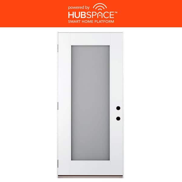 Feather River Doors Smart Glass 36 in. x 80 in. Right Hand Outswing Wind Borne 1-Lite Smooth Unfinished Fiberglass Prehung Front Door