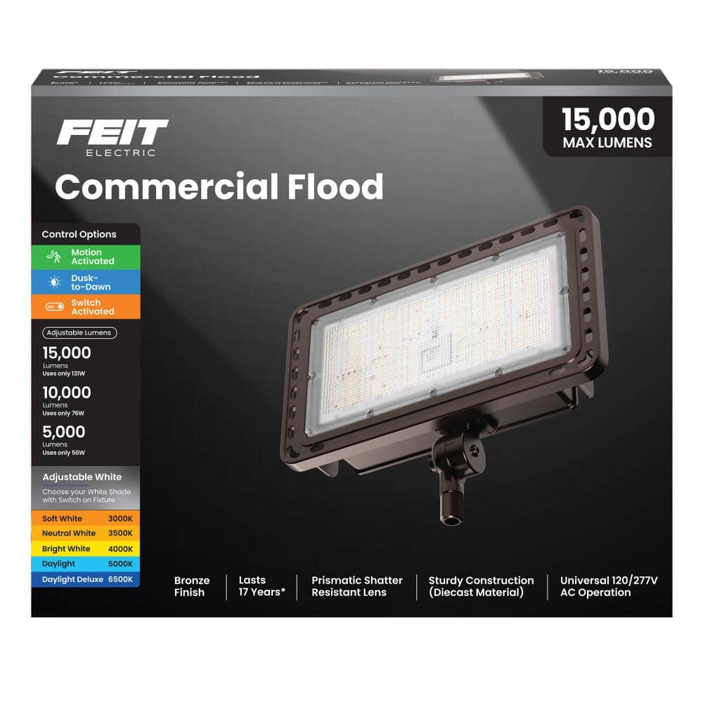 Bronze Adjustable LED Security Flood Light with Polycarbonate Lens