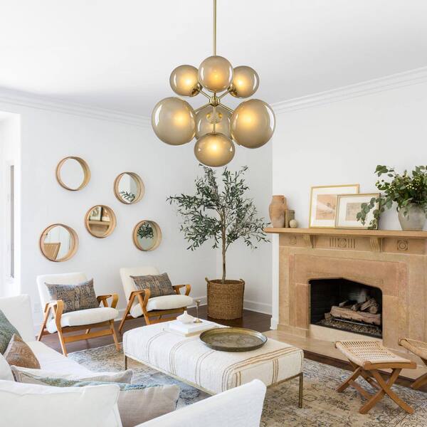 MENCOLULU 7-Light Mid-Century Modern Gold Cluster Chandelier with