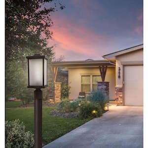 15 in. H x 6.35 in. W Bronze Housing with Frost Acrylic Lens Square Decorative Composite Post Top Light w/4000K LED Lamp