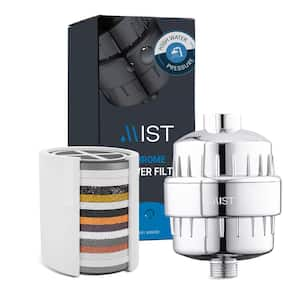 Chrome Shower Filter, With Filter Cartridge 15 Stage Filtration System Removes Bacteria and Bad Odor, Easy to Install