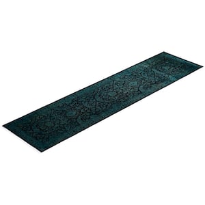 Blue 2 ft. 7 in. x 10 ft. 5 in. Fine Vibrance One-of-a-Kind Hand-Knotted Area Rug