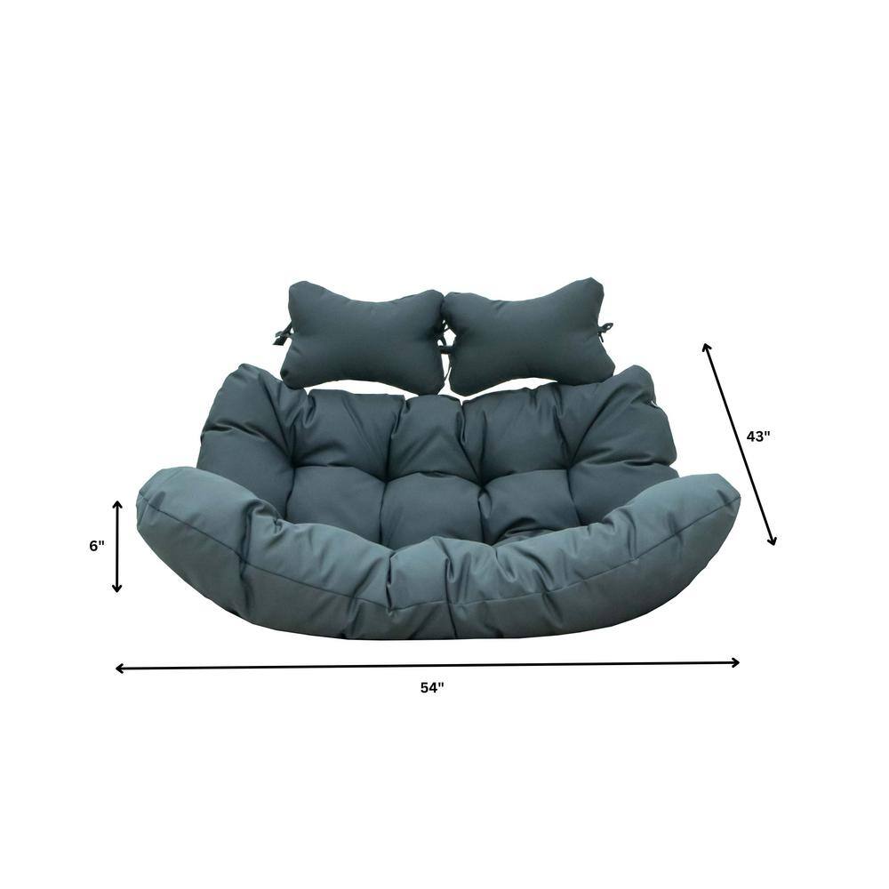 Charcoal Upholstered Hanging Egg Swing Cushion with Headrest