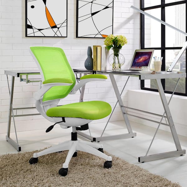 MODWAY Edge White Base Office Chair in Green