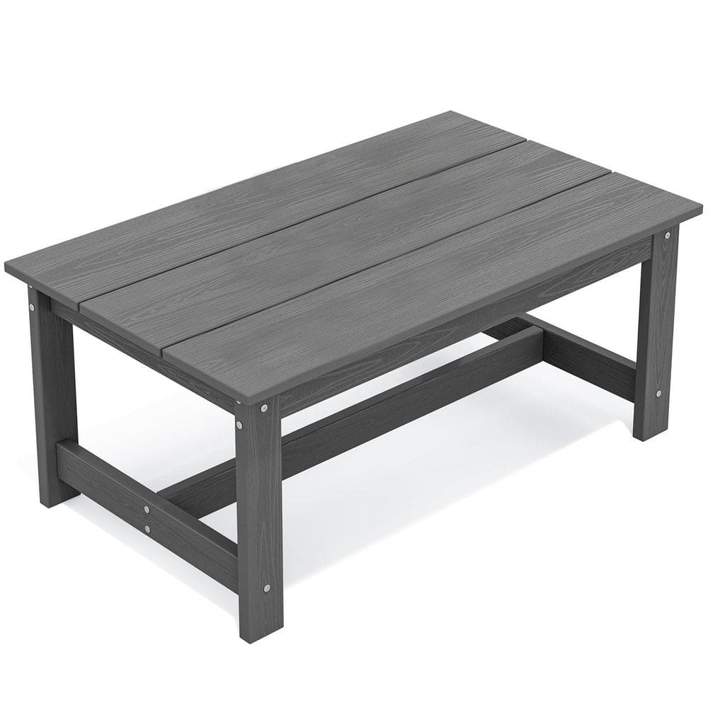 HDPE Patio Coffee Table, Rectangle Outdoor Coffee Table, All-Weather for Ba