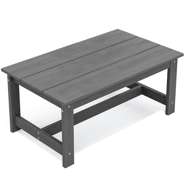 Unbranded HDPE Patio Coffee Table, Rectangle Outdoor Coffee Table, All-Weather for Balcony, Poolside, Deck, Garden, Gray