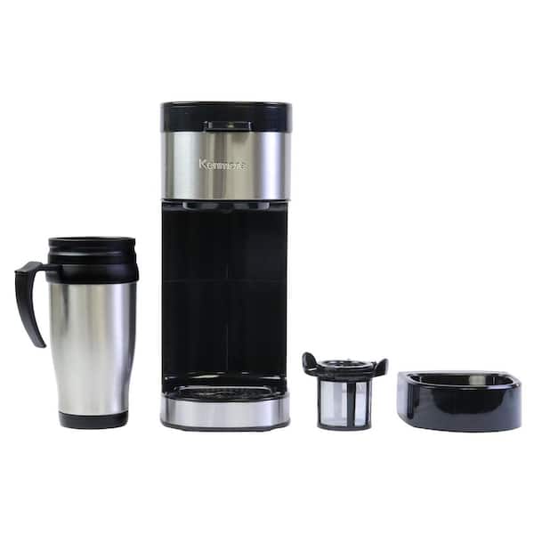 Programmable Single Serve Cup Black Stainless Steel Black Drip Coffee Maker with Touch Controls.