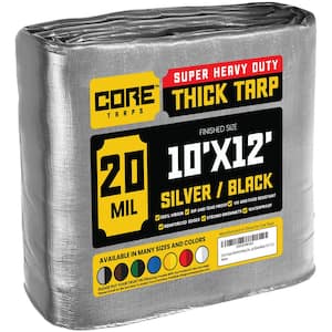 10 ft. x 12 ft. Silver/Black 20 Mil Heavy Duty Polyethylene Tarp, Waterproof, UV Resistant, Rip and Tear Proof