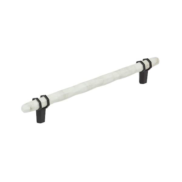 Carrione 8 in. (203mm) Center-to-Center Marble White/Black Bronze Bar Cabinet Pull