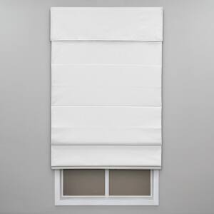 White Cordless Blackout Energy-Efficient Cotton Roman Shade 57 in. W x 72 in. L