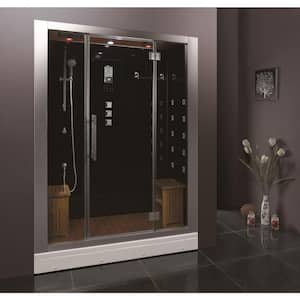 Platinum 59 in. x 32 in. x 87 in. Steam shower kit in black with bluetooth and 6kW Steam Generator
