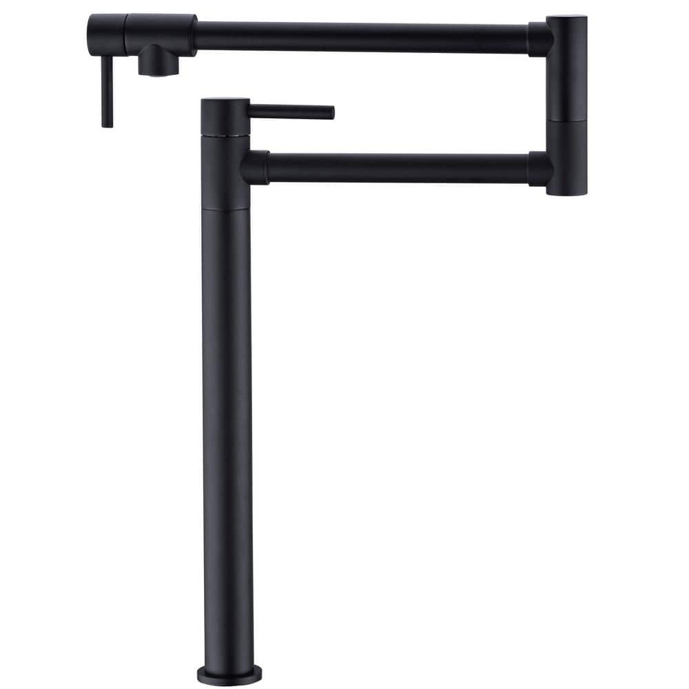 Deck Mounted Pot Filler with Water Supply Line in Matte Black ( Deckplate N