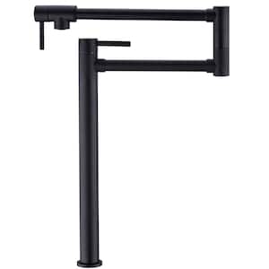 Deck Mounted Pot Filler with Water Supply Line in Matte Black ( Deckplate Not Included )