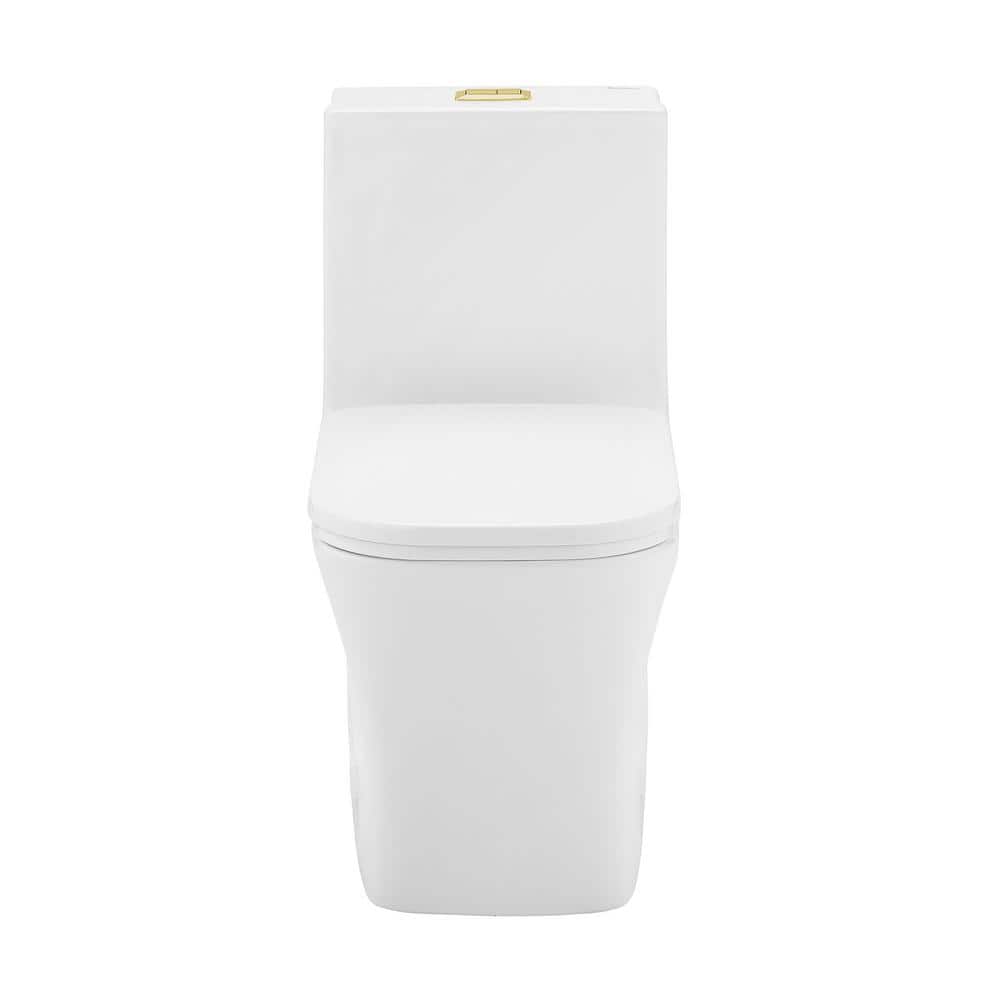 Concorde White One Piece Dual Flush Toilet with Brushed Gold Hardware