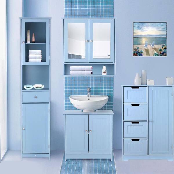 1pc Bathroom Double-layer Storage Cabinet, Countertop Organizer