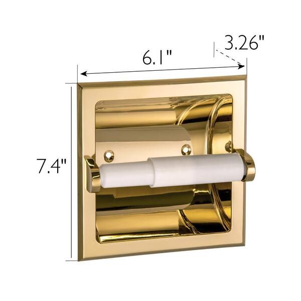 Bathroom Recessed Toilet Paper Holder Wall Mount Rear Mounting Bracket  Included Gold in Bathroom