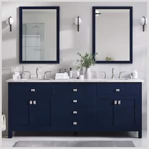 Artemis 72 in. W x 22 in. D x 34 in. H Double Bath Vanity in Blue with Quartz Top with White Sinks