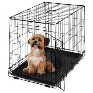 24 in. W Foldable Dog Crate Wire Metal Dog Kennel with Divider Panel, Leak-Proof Pan and Protecting Feet