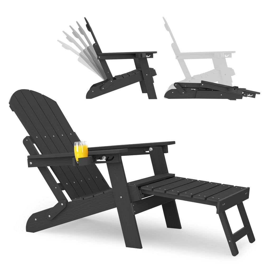 Mximu Black Outdoor Weather Resistant Folding Adirondack Chair