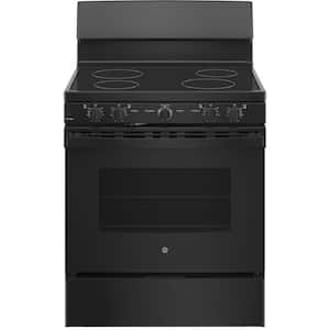 30 in. 4 Burner Element Free-Standing Electric Range with Self-Cleaning Oven in Black