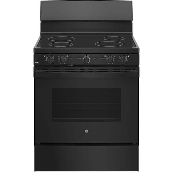 30 in. 4 Burner Element Free-Standing Electric Range with Self-Cleaning Oven in Black
