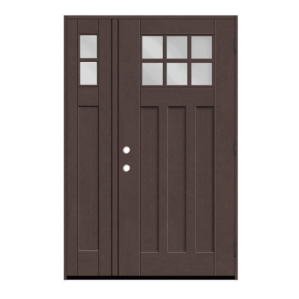 Regency 53 in. x 80 in. 6L Toplite Clear Glass LHOS Chestnut Mahogany Fiberglass Prehung Front Door w/ 14in.SL_6in.Jamb price history on PriceWatchPro