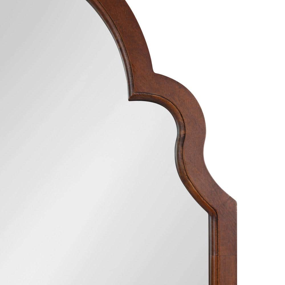 Walnut Brown Moroccan Arch Wood Vanity Mirror