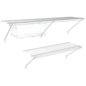 Superslide 12 in. D x 48 in. W x 36 in. H White Wire Fixed Mount Laundry Shelf Kit With Basket
