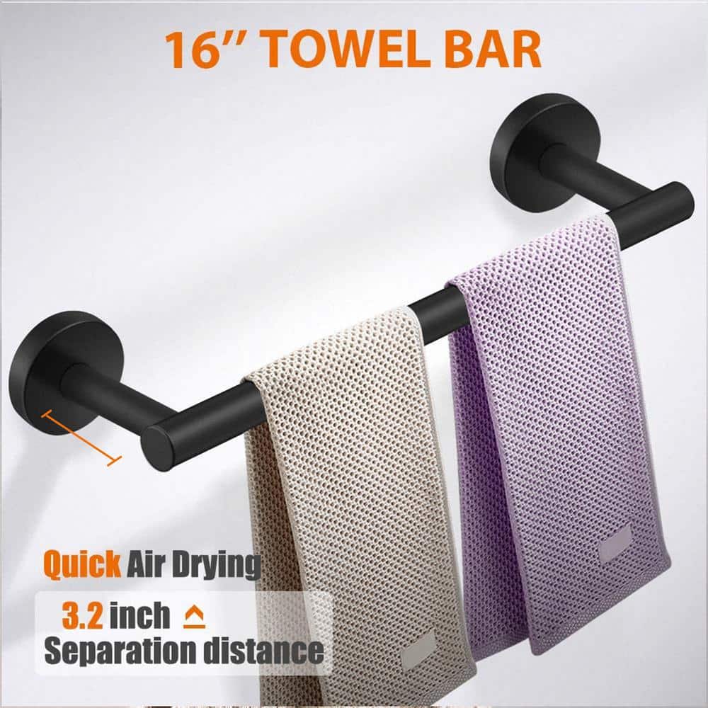 Matte Black Stainless Steel 5-Piece Bathroom Hardware Set