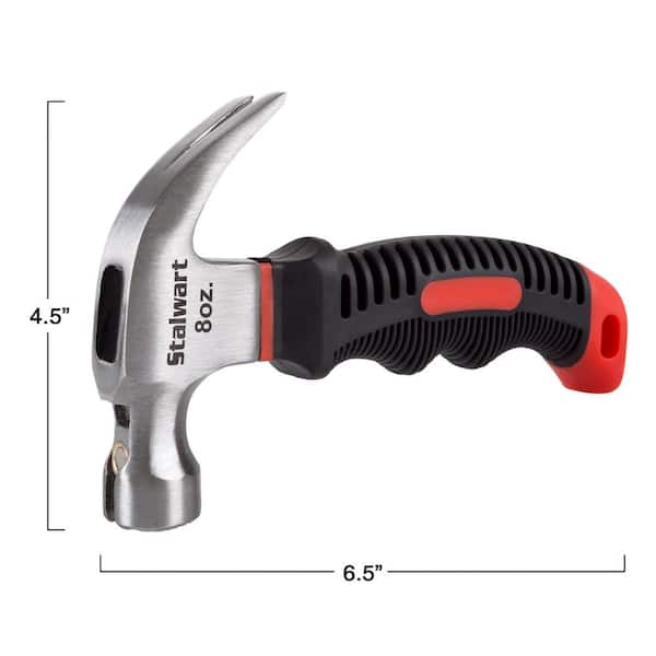 Stalwart M550124 8 oz Stubby Claw Hammer with Comfort Grip Handle