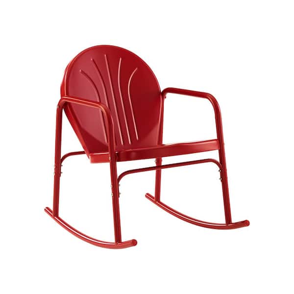 CROSLEY FURNITURE Griffith Red Metal Outdoor Rocking Chair (2-Pack)