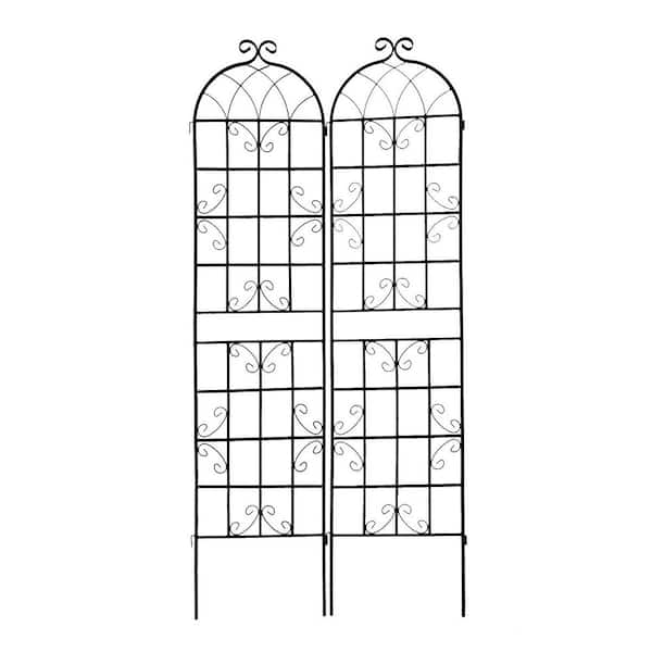 SpassWay 2 Pack Metal Garden Trellis 86.7 in. x 19.7 in. Rustproof Climbing Plant Support Arbors-White