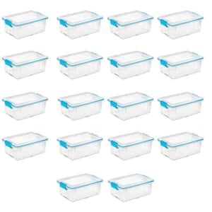 12 qt. Plastic Storage Tote in Clear with Blue-Latched Clear Lids (18-Pack)