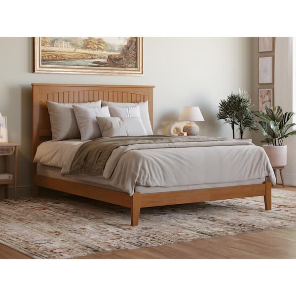 AFI Nantucket Light Toffee Natural Bronze Solid Wood Frame Queen Low Profile Platform Bed