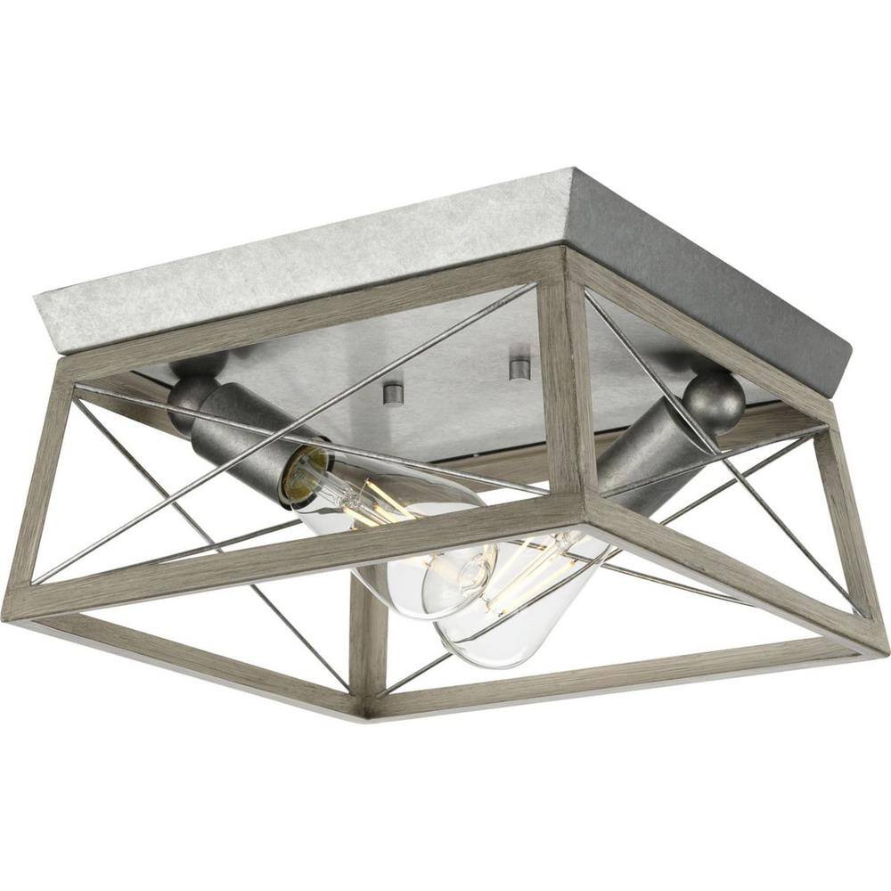 Progress Lighting P350039 Briarwood 2 Light 12" Wide Outdoor Flush Mount Ceiling Fixture