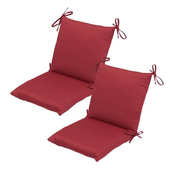 Hampton Bay Chili Solid Mid Back Outdoor Chair Cushion (2-Pack)