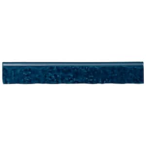 Virtuo Sapphire Blue 1.45 in. x 9.21 in. Polished Crackled Ceramic Bullnose Tile Trim