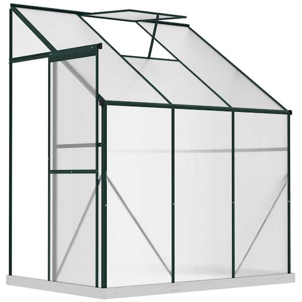 Outsunny 100 in. W x 50 in. D x 87 in. H Aluminum Polycarbonate Walk-In Garden Greenhouse with Roof Vent for Plants Herbs