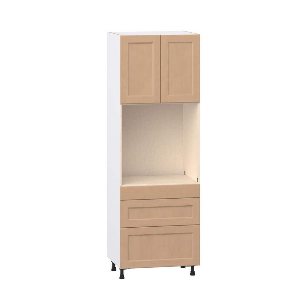 Lakewood 30 in. W x 24.5 in. D x 89.5 in. H Assembled Shaker Single Oven Kitchen Cabinet in Sugar Cookie with 3-Drawers