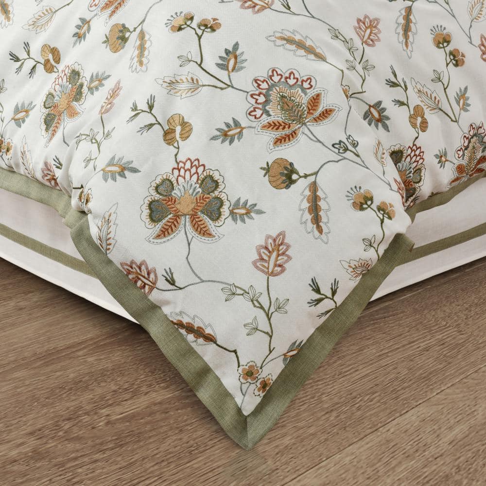 Athena Queen Brown Microfiber Embroidered Bedspread Set