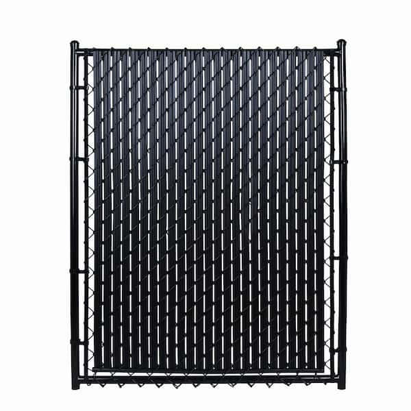 6 ft. x 10 ft. Composite Vinyl Black Chain Link Privacy Fence Slat
