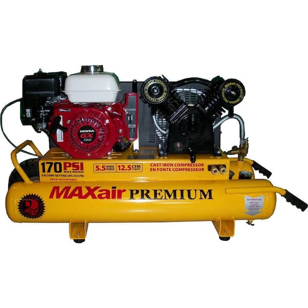 Maxair Wheelbarrow Premium Industrial 10-Gal. 5.5 HP Gas Honda Air Compressor