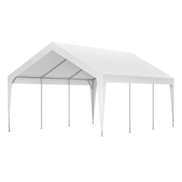 RoofX 13 x 20 ft. Carport, Heavy Duty Boat Car Garage with Removable Sidewalls and Roll-up Ventilated Windows, White