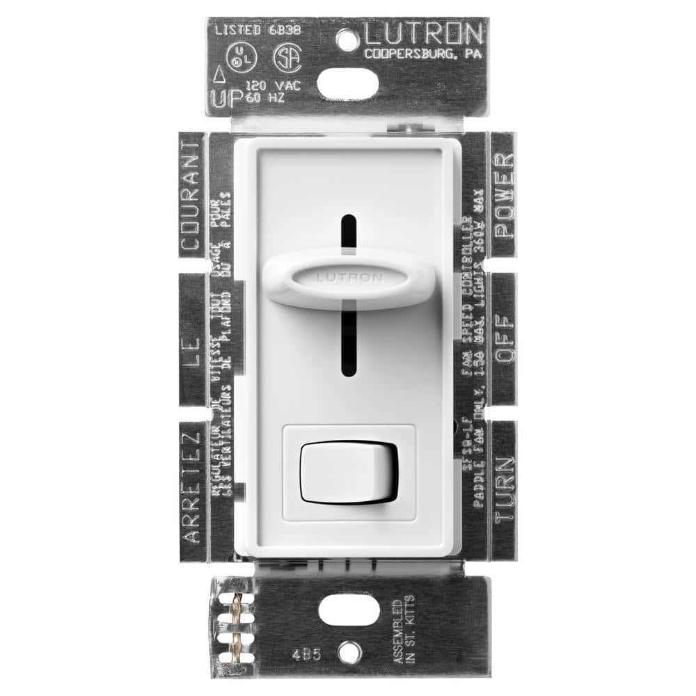 Lutron Skylark SFSQ-LF-WH Ceiling Fan Speed Dimmer Light Switch Control WHITE 